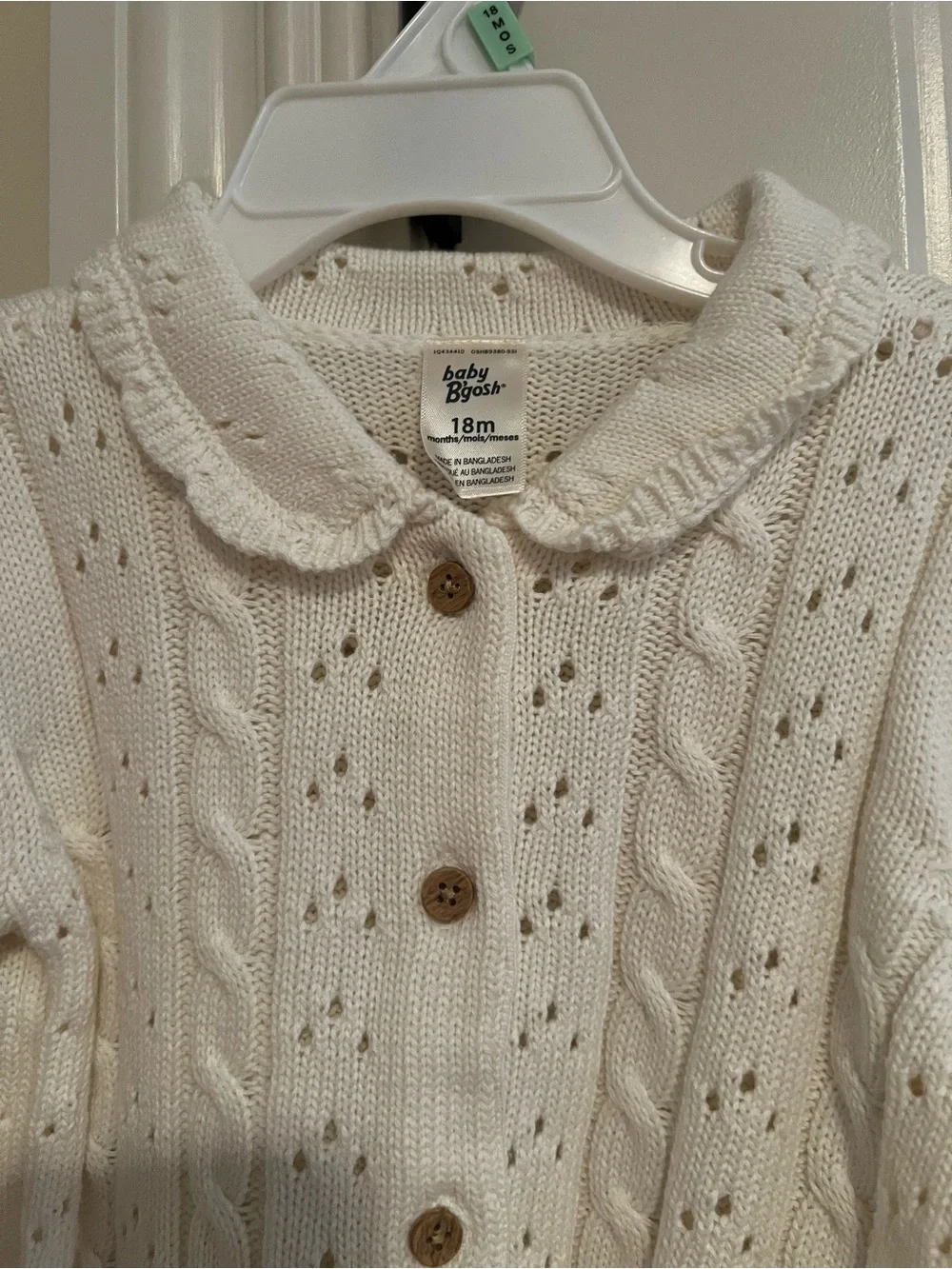 Baby B’Gosh Cream Cable-Knit Button Cardigan